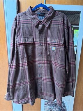 Carhartt Brown & Rust Plaid Flannel Shirt